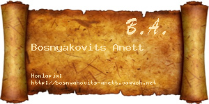 Bosnyakovits Anett névjegykártya