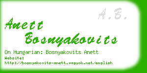 anett bosnyakovits business card